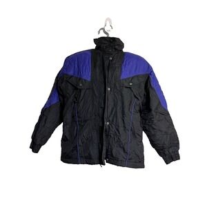 Vintage Norska  Women Black & Purple Head Ski Insulted Jacket Size Medium